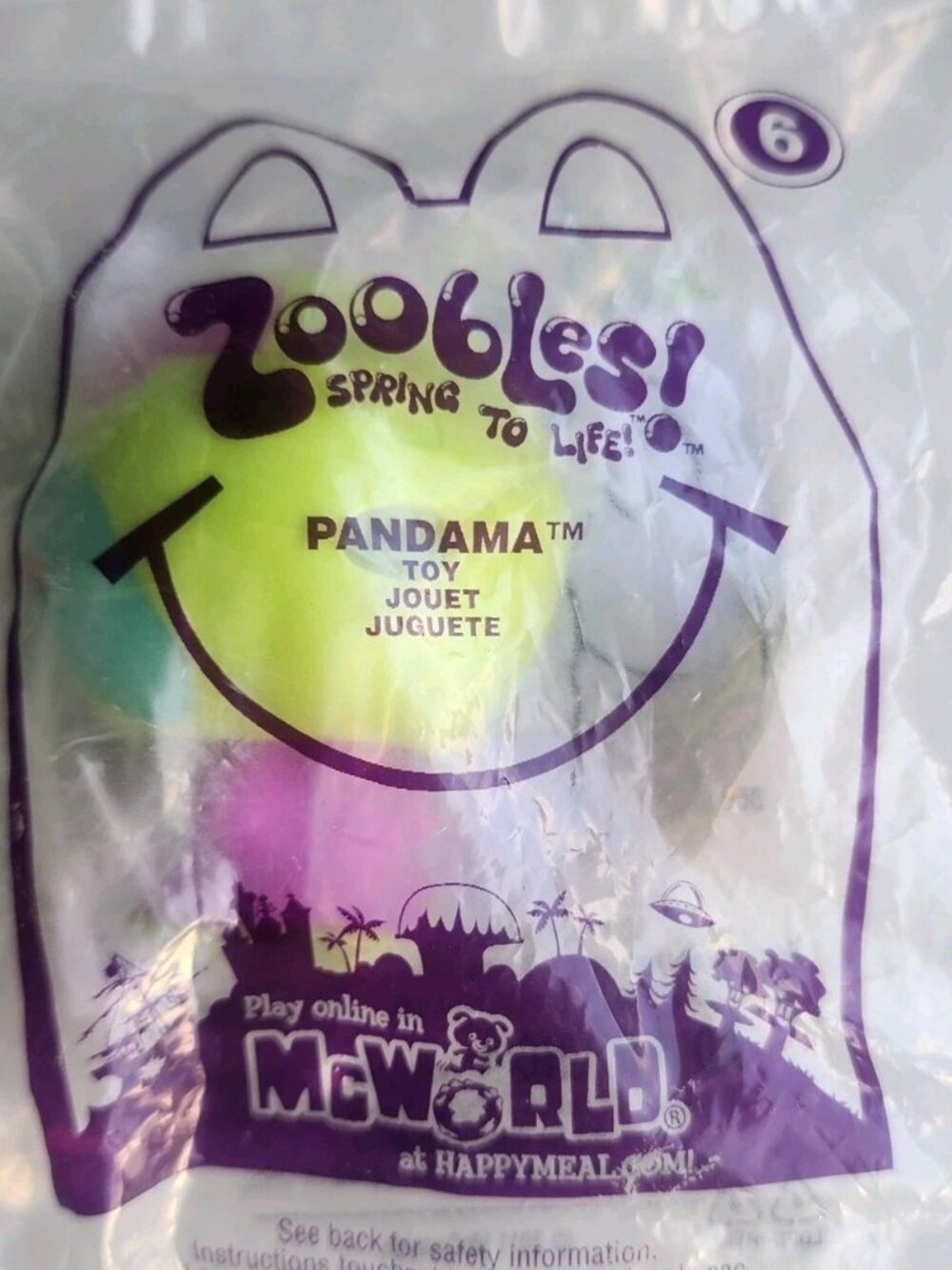 2011 McDonald's Happy Meal Toy Zoobles Spring to Life Pandama #6 Sealed